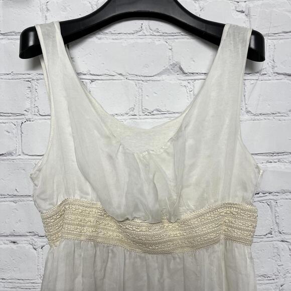 Vintage made in Italy white babydoll asymmetrical sheer dress elastic waist sz 8 - Picture 9 of 9